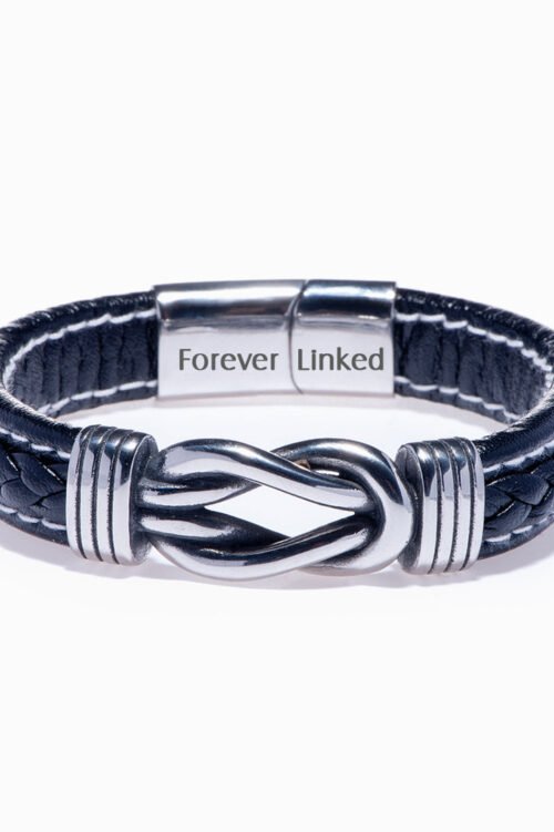 TO MY SON “A BOND THAT CAN’T BE BROKEN” LEATHER BRAIDED BRACELET